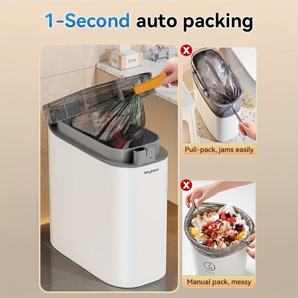 Automatic Sensor Trash Can Self-Emptying 3.8 Gallon with Drawstring Bags - Hands Free Infrared Smart Waste Bin for Bathroom Kitchen Bedroom Office Dorm Room