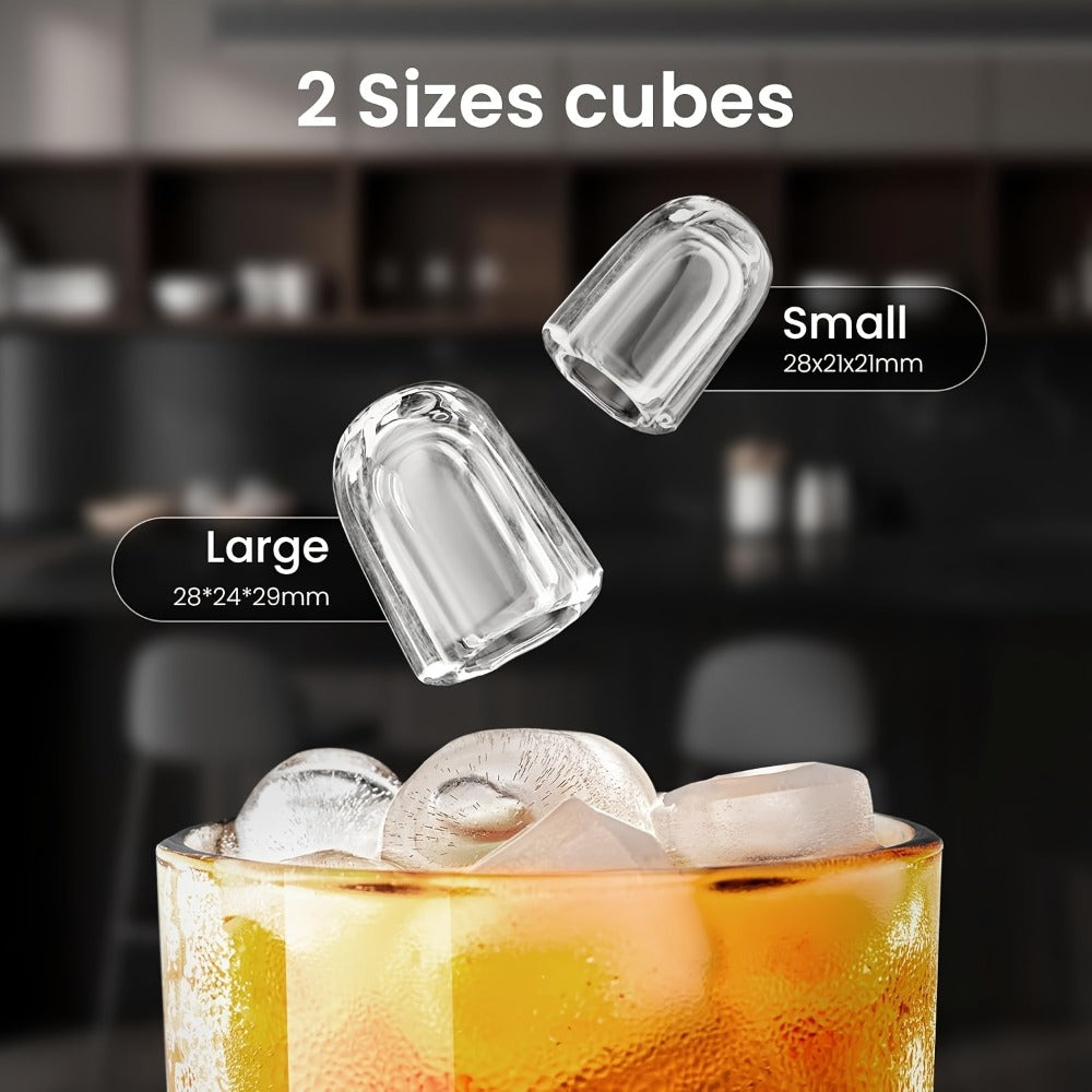 Pebble Ice Maker Countertop ¨C 26 Lbs/24H, 2 Ice Cube Sizes, Sonic Bullet Ice Machine, Auto-Cleaning, Stainless Steel, Ice Scoop & Basket, Optional Descaler Kit for Home, Kitchen, Camping & RV