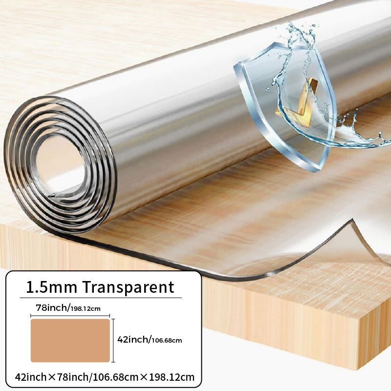 Clear PVC Tablecloth Table Protector 1.5mm Thick Transparent Table Cover Heat Resistant Scratch Resistant Waterproof Desk Mat for Dining Table Home Office Restaurant Coffee Table Multiple Sizes
