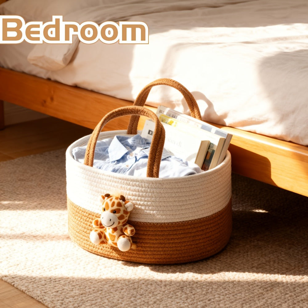 Cute Animal Woven Storage Basket ¨C Decorative Desktop Organizer for Remote Controls, Toys, Stationery & Small Items ¨C Bear, Bunny, Elephant & Giraffe Styles for Home, Nursery & Gift