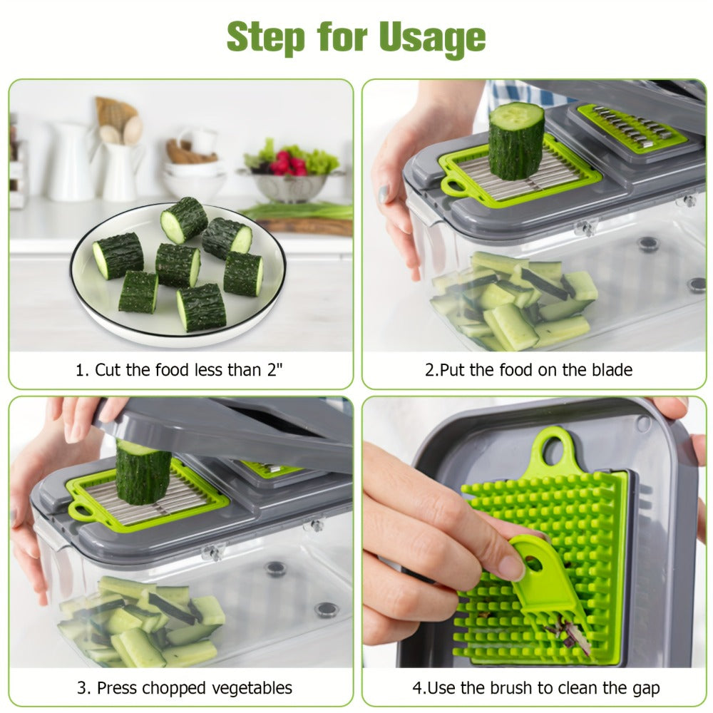 25-in-1 Vegetable Chopper & Food Chopper - Onion Cutter Mandoline Slicer with Container for Meal Prep Kitchen Gadget