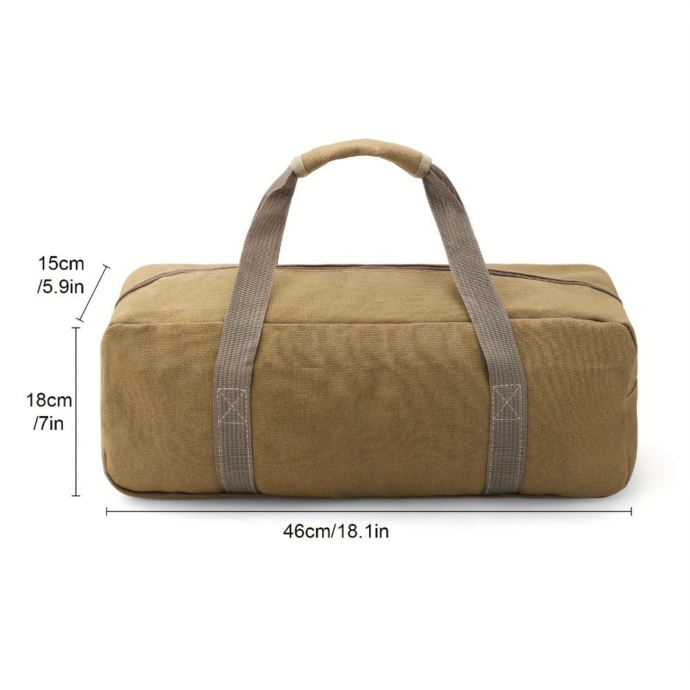 Heavy Duty Canvas Tool Bag with Zipper, Large Capacity Tool Organizer Tote for Mechanics, Electricians & Carpenters, Portable Storage Bag for Wrenches, Screwdrivers, Nails & Hand Tools