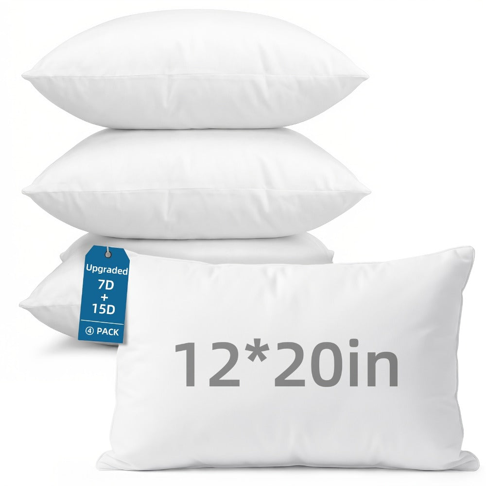 Outdoor Pillow Inserts 4/6 Pack ¨C Soft Microfiber Fill, Waterproof & Fluffy Throw Pillow Inserts for Sofa Bed Couch, 12x20 18x18 20x20 Inch