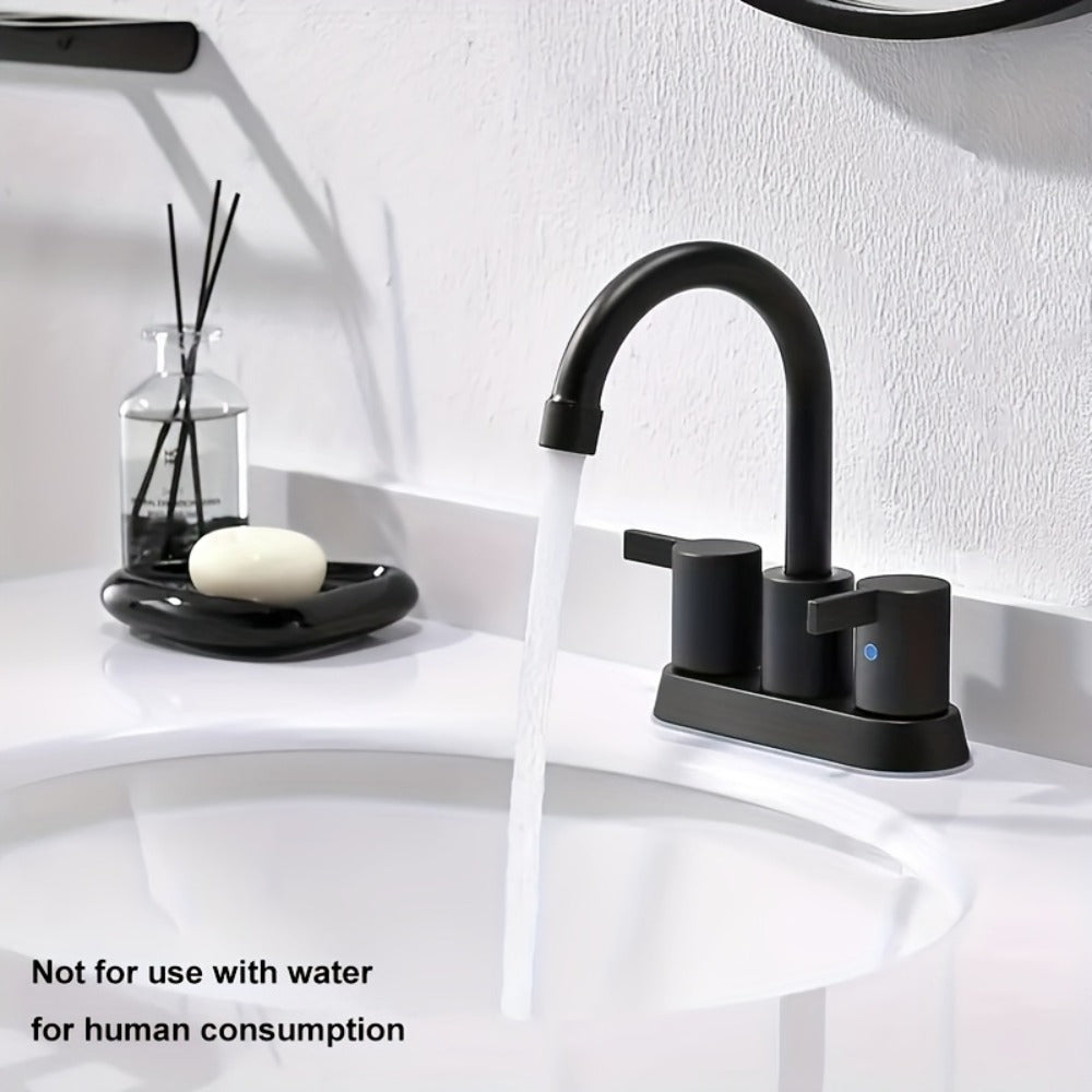 Bathroom Faucet 4-Inch 2-Handle Centerset ¨C 360¡ã Swivel Spout, Pop-Up Drain & Supply Lines Included, 2-3 Hole Vanity Sink Faucet for RV & Home, Brushed Gold, Matte Black, Nickel & Chrome