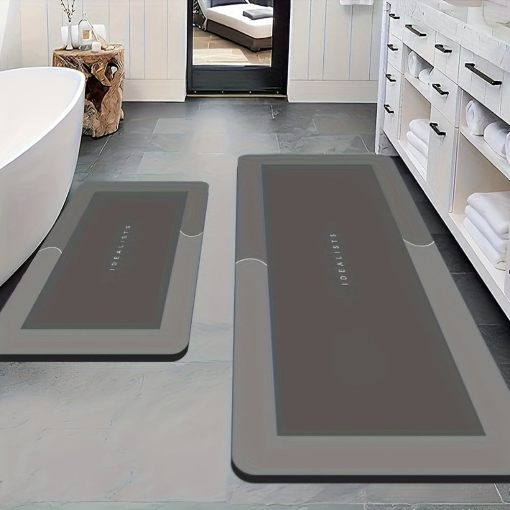 Kitchen Mat Set 2 Piece Anti-Slip Water Absorbent Thickened Diatom Mud Floor Mats for Kitchen Bathroom Entryway ¨C Wipe Clean Non-Slip Bath Rug Set, Door Mat & Sink Mat Combo