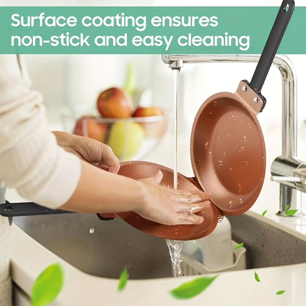 Double-Sided Non-Stick Omelette Pan ¨C Reversible Flip Skillet for Fluffy Pancakes, Omelets & Italian Omelettes | Dishwasher Safe, Indoor & Outdoor Cooking, Camping Kitchen Essentials