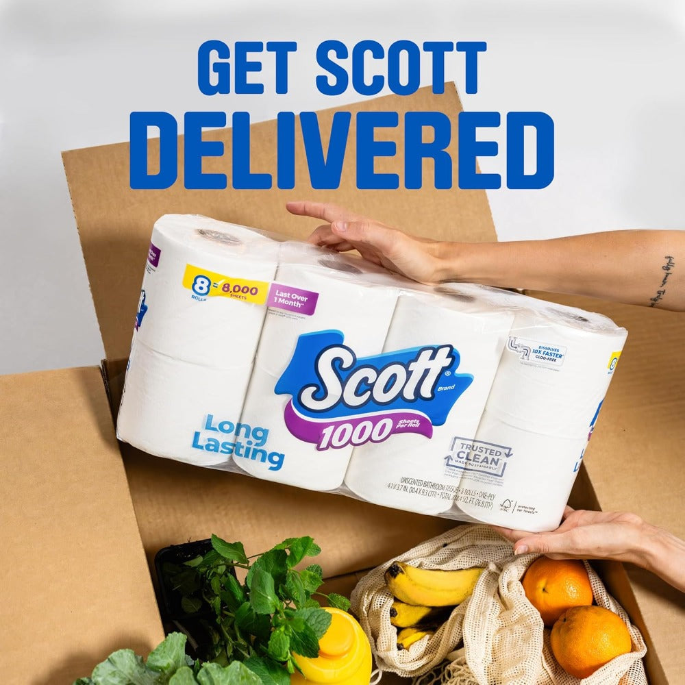Toilet Paper 1000 Sheets Per Roll 18 Rolls - 1-Ply Bath Tissue Bulk Pack with Clog-Free Technology Long Lasting Rolls Dissolves Fast - Septic Safe Bathroom Tissue for Home Office RV