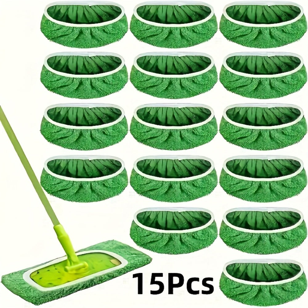 Washable Flat Mop Pads 15 Pack, Reusable Microfiber Replacement Pads for Flat Floor Mops, Wet & Dry Cleaning, Highly Absorbent Dirt & Water Trapping, Easy to Maintain ¨C Mop Not Included