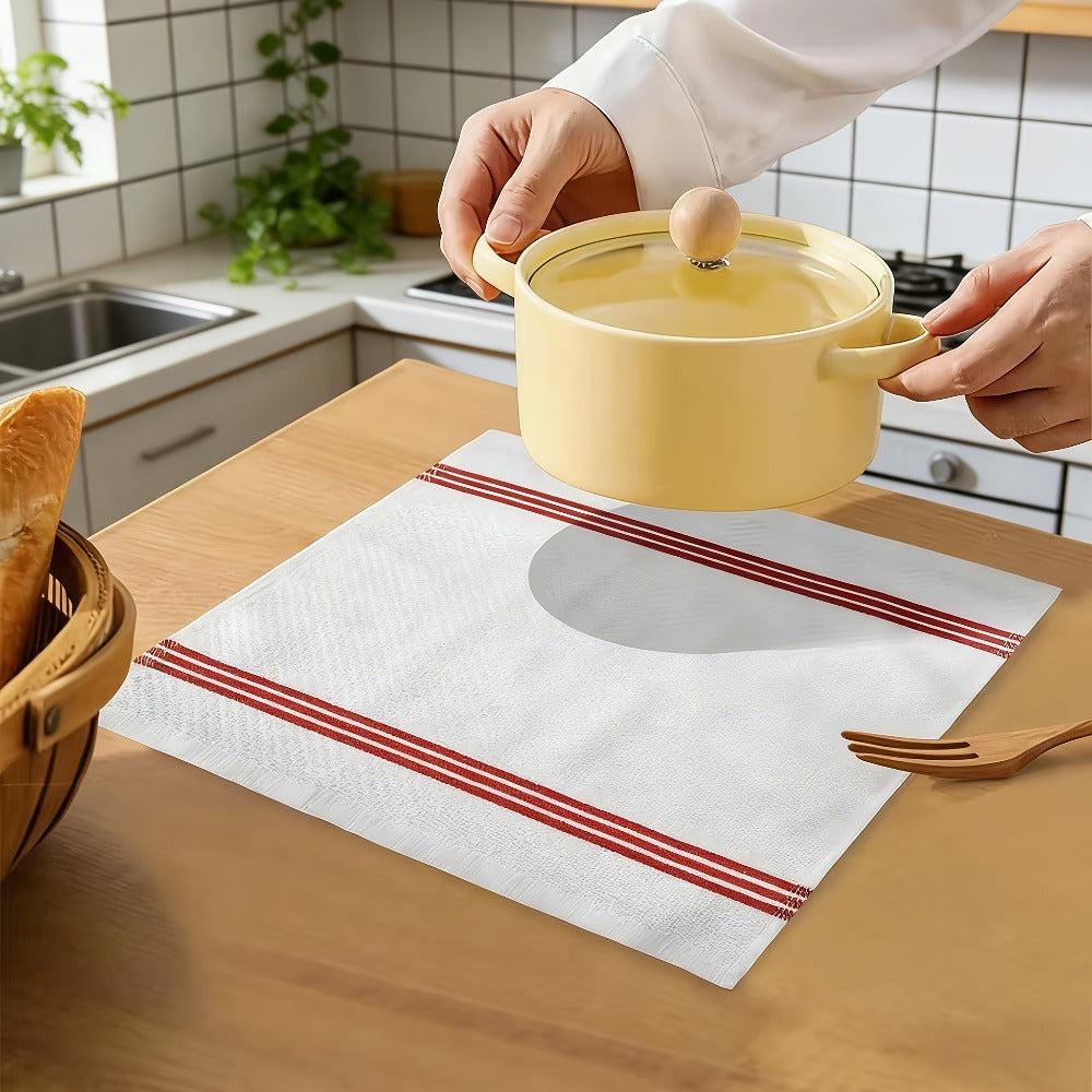 Cotton Kitchen Dish Towel Set 12pcs | 6 Hand Towels 15¡±x25¡± & 6 Wash Towels 12¡±x12¡± | Striped Weave Absorbent Durable Towels for Cooking Cleaning Drying