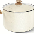 Nonstick Stock Pot Granite Soup Pot with Lid Induction Compatible Aluminum PFOA Free Stay Cool Handle for Soup Stew Pasta Seafood Curry 5qt 6qt 8qt 10qt Black White