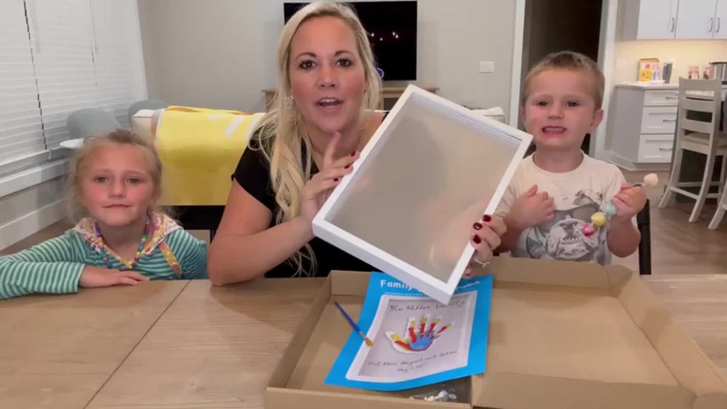 Handprint Kit for Family - DIY Wooden Keepsake Frame with Paint, Baby Hand & Footprint Craft Set, Cherished Memory Keepsake Box, Unique Gift for New Parents, Home Decor Nursery Art