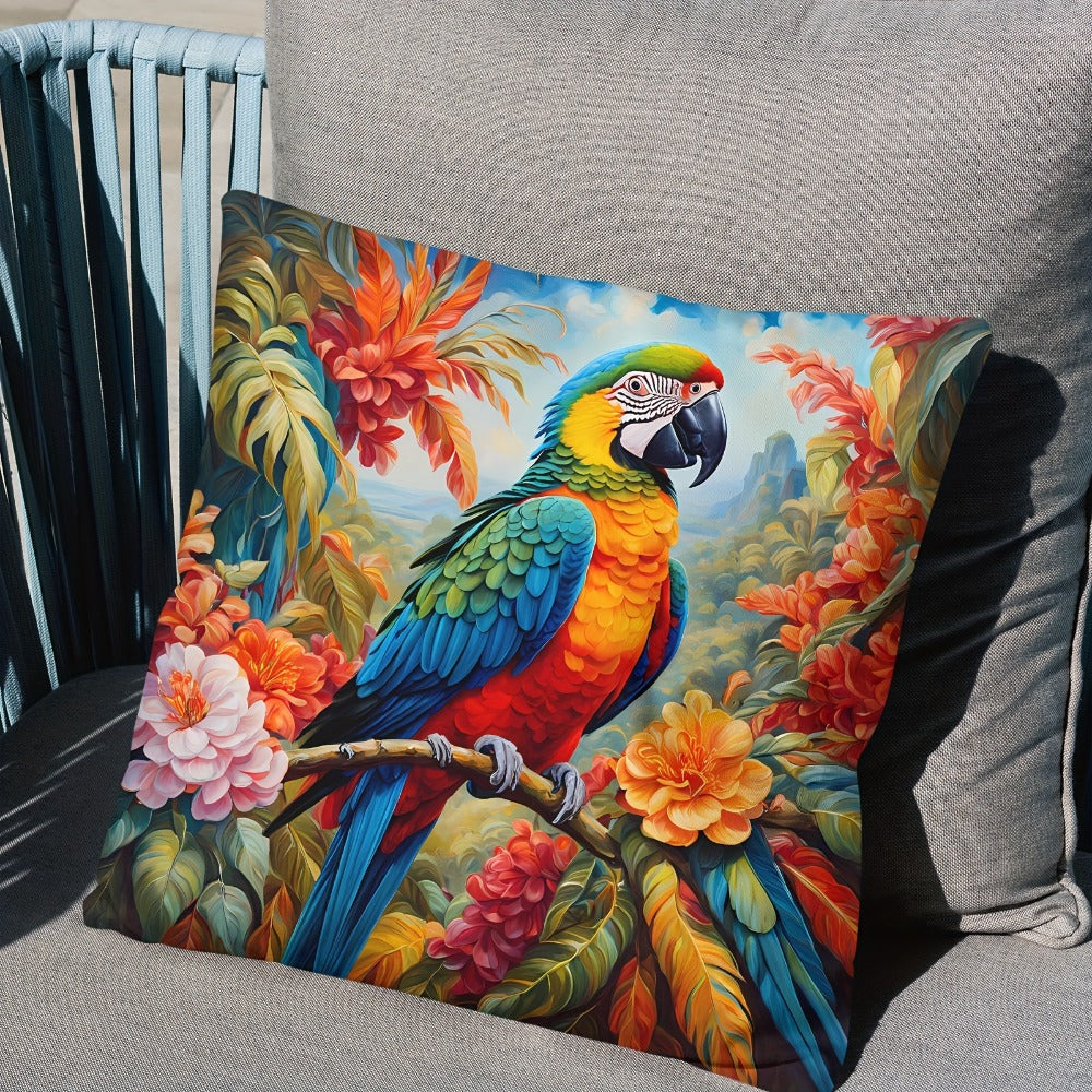 Tropical Parrot Throw Pillow Covers 4 Pack Vibrant Floral Bird Print Soft Polyester Cushion Covers Zipper Closure Machine Washable for Sofa Bedroom Office Home Decor 18x18 Inch