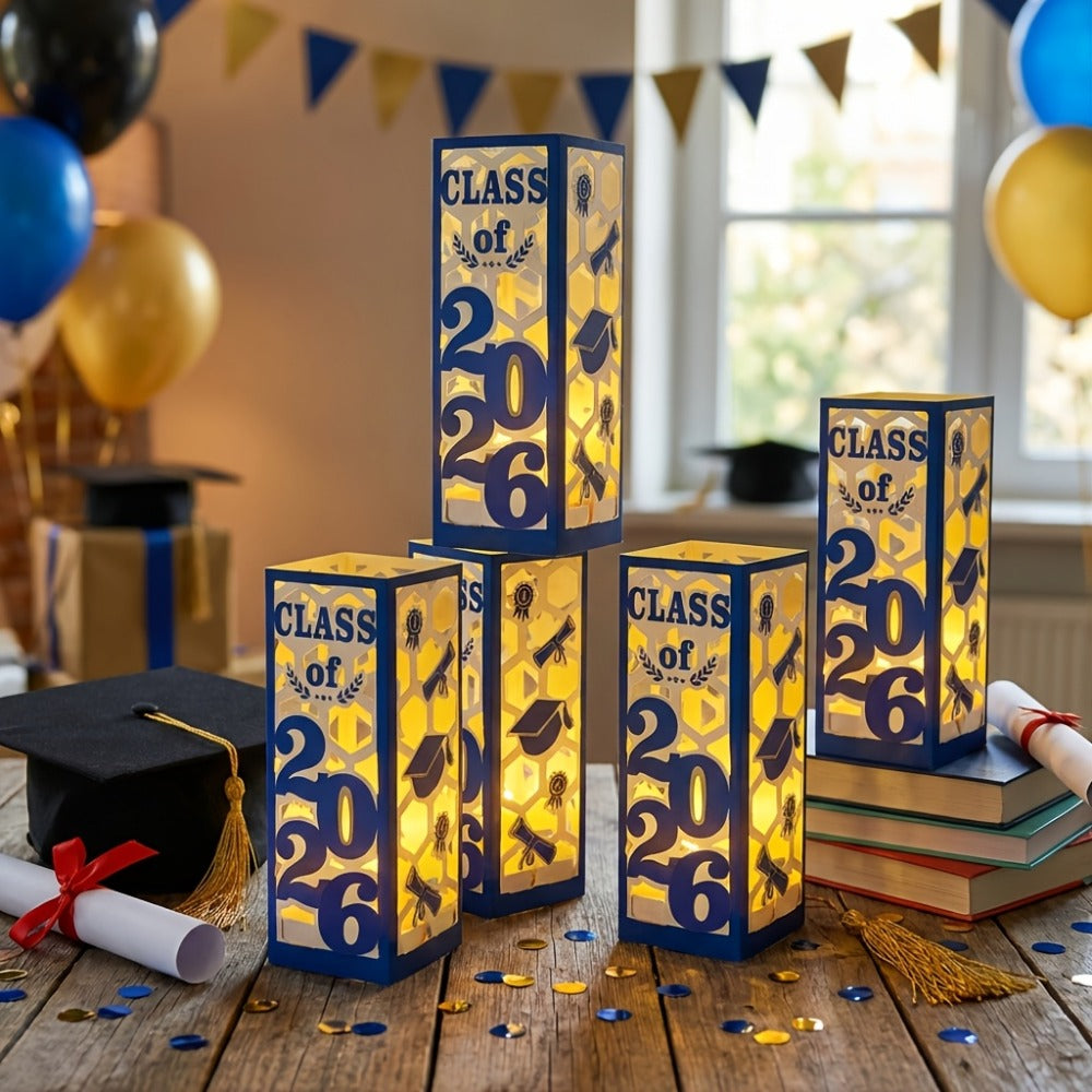 Graduation Centerpieces Decorations 6pcs Class of 2026 | Paper Lantern Boxes No Electricity Needed Congrats Grad Party Supplies for College High School Celebration Table Decor 6 Colors