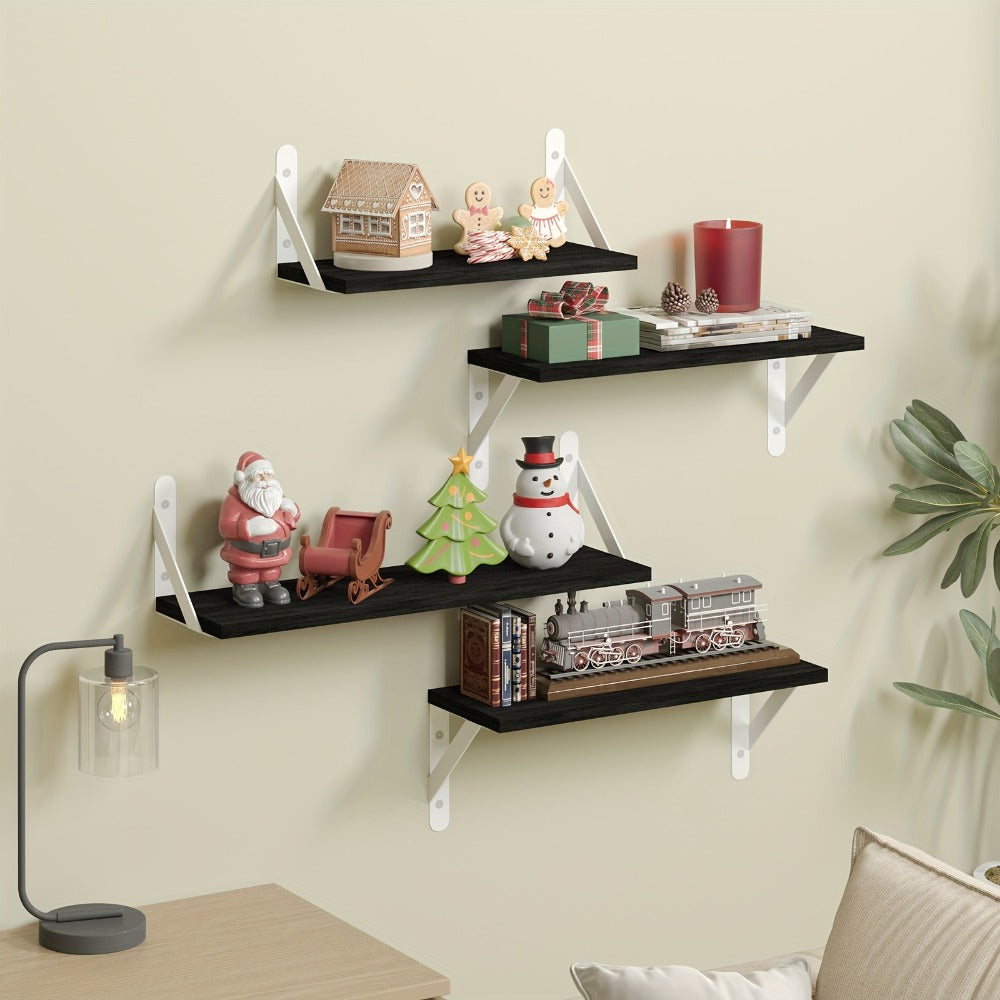 Floating Shelves Wall Mounted 4-Pack ¨C Decorative Wall Shelves for Bedroom, Living Room, Bathroom & Plants, Home Storage Display Shelf for Books, Decor & Accessories, 4 Color Options