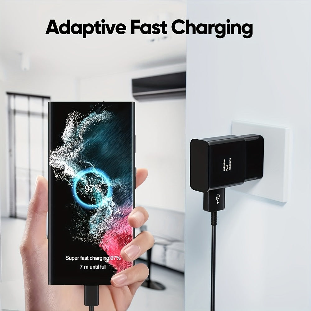 USB Wall Charger Compatible with Samsung Galaxy S25 S24 S23 S22 S21 S20 S10 S9 S8 S7 Note 10 - Adaptive 5V 2A Fast Charging, Bulk Pack 5pcs & 6pcs with Cables, White & Black Options