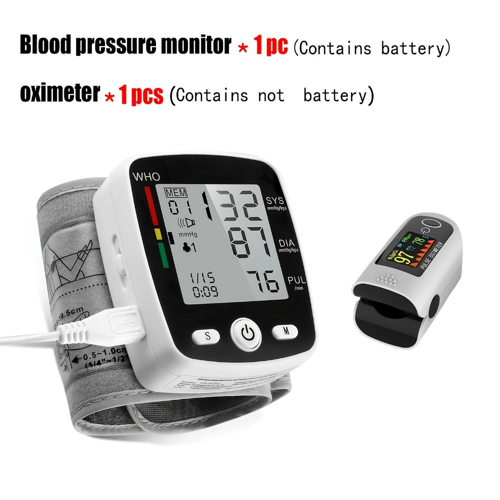 Wrist Blood Pressure Monitor Rechargeable - Digital BP Monitor with Large LCD, Voice Broadcast, 2¡Á99 Memory & USB Charging, Portable Wrist Cuff for Home & Travel, Optional Bundle with Pulse Oximeter