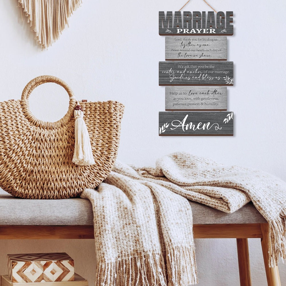 Wall Decor Sign Vintage Prayer Plaque for Living Room Bedroom Seasonal Holiday Home Decoration Gift for Couple Wife Husband