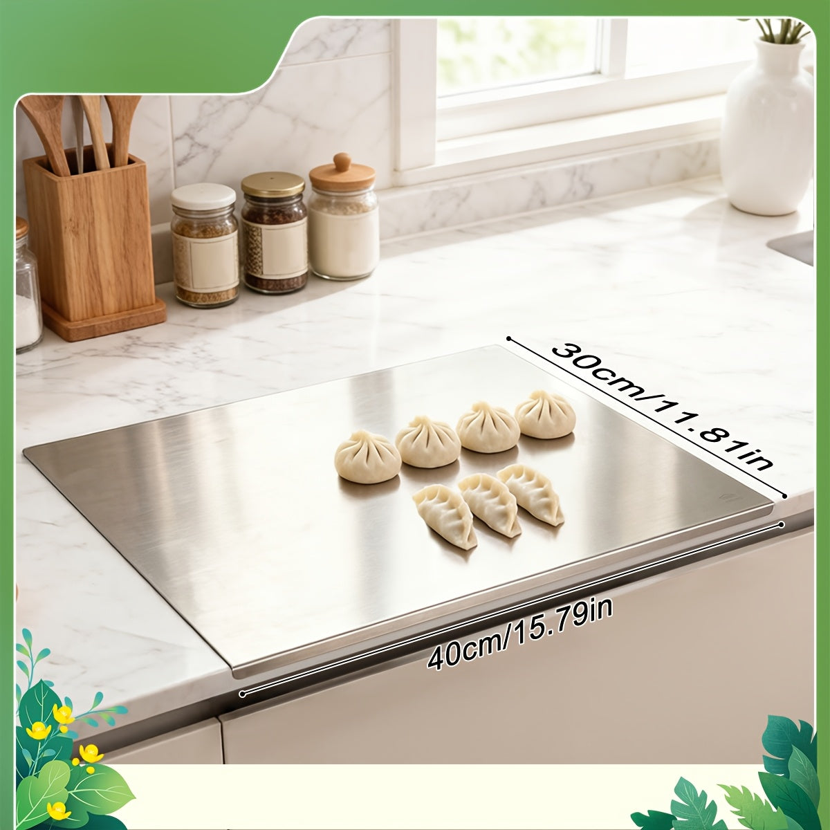 Stainless Steel Cutting Board & Rolling Pastry Board ¨C Non-Slip Kitchen Prep Mat with Butcher Block Surface