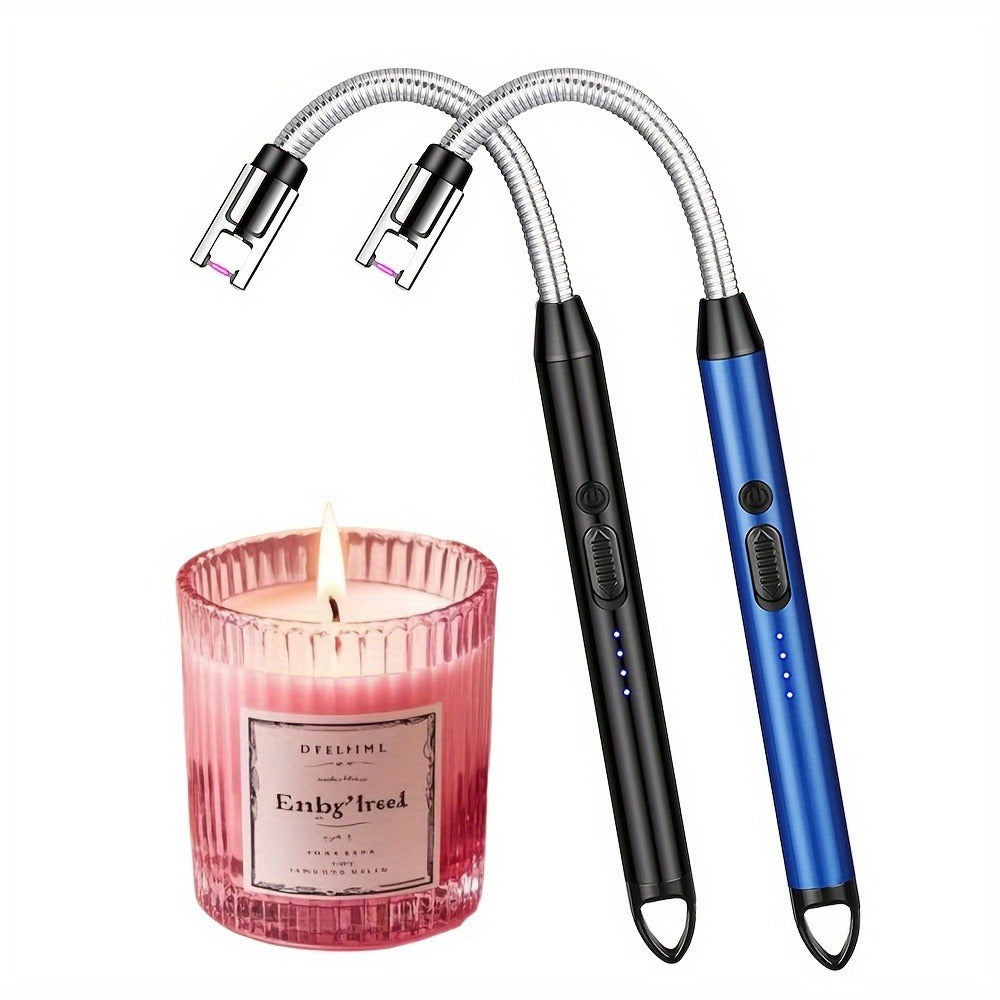 USB Rechargeable Electric Arc Lighter, 360¡ã Rotating Flameless Plasma Igniter with Safety Switch for Candles, BBQ, Camping, Kitchen ¨C 1pc or 2pcs Set