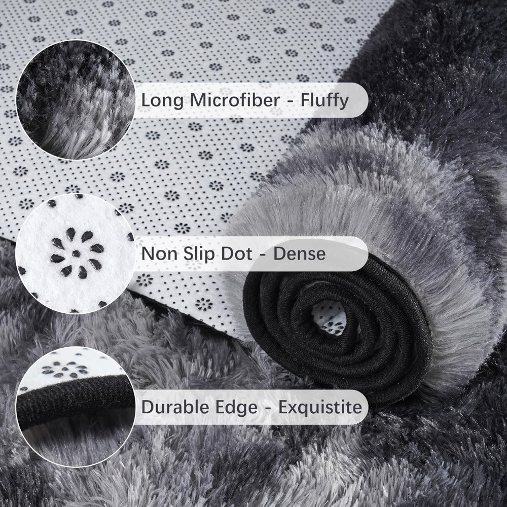 Fluffy Area Rug Tie-Dye Soft Carpet for Living Room Bedroom Office Thickened 1000g/©O Machine-Woven Indoor Mat Multi-Color Multi-Size Dark Gray Light Grey Khaki Pink Black White Purple