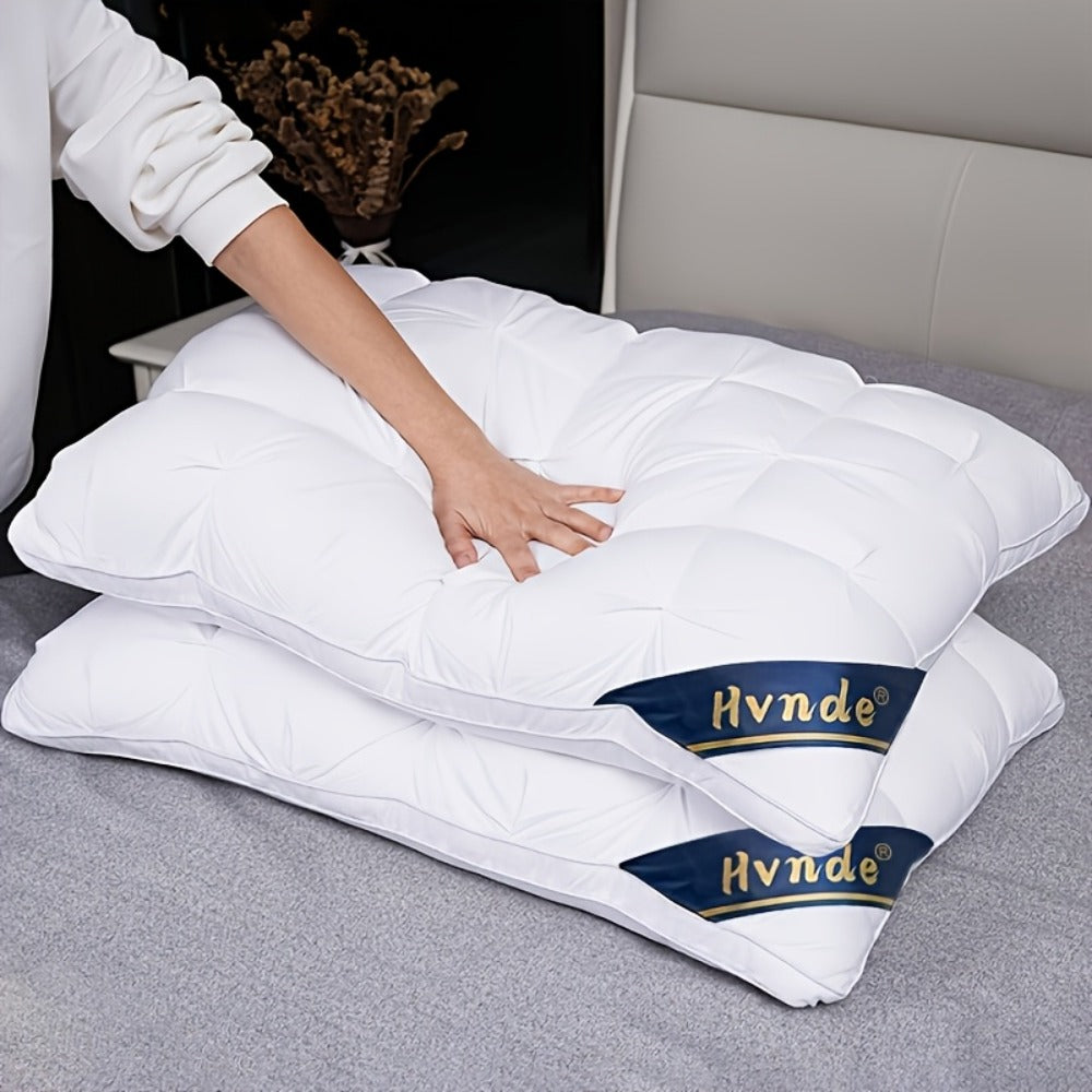 Luxury Hotel Pillows 2-Pack | King & Queen Size, Hypoallergenic Polyester Fill, Soft Satin Cover, Deep Sleep Neck Support, All-Season Non-Sinking Pillow Core, Boho Modern Design