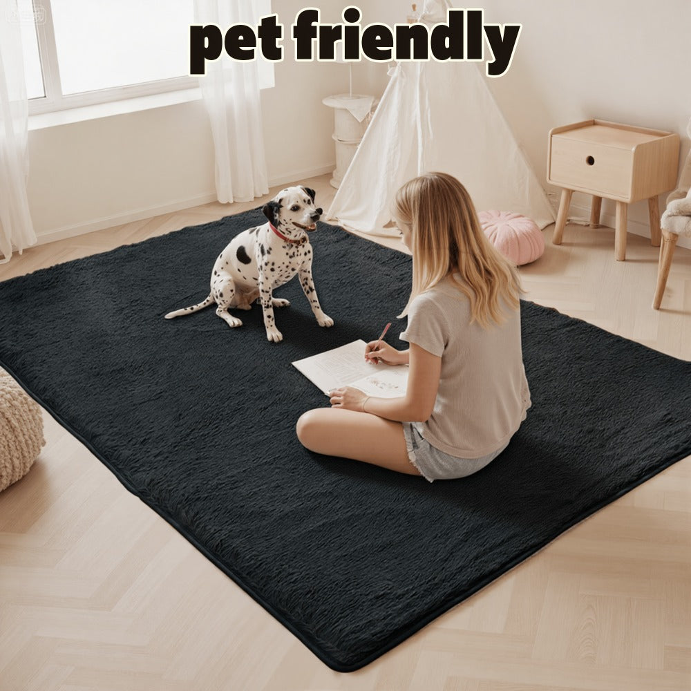 Plush Shaggy Area Rug 1.6 Inch Thick Non-Slip Machine Washable Polyester Carpet - Tie-Dye & Solid Color Fluffy Rectangle Rug for Living Room, Bedroom & Study | Silicone Grip Backing | 4 Sizes Available