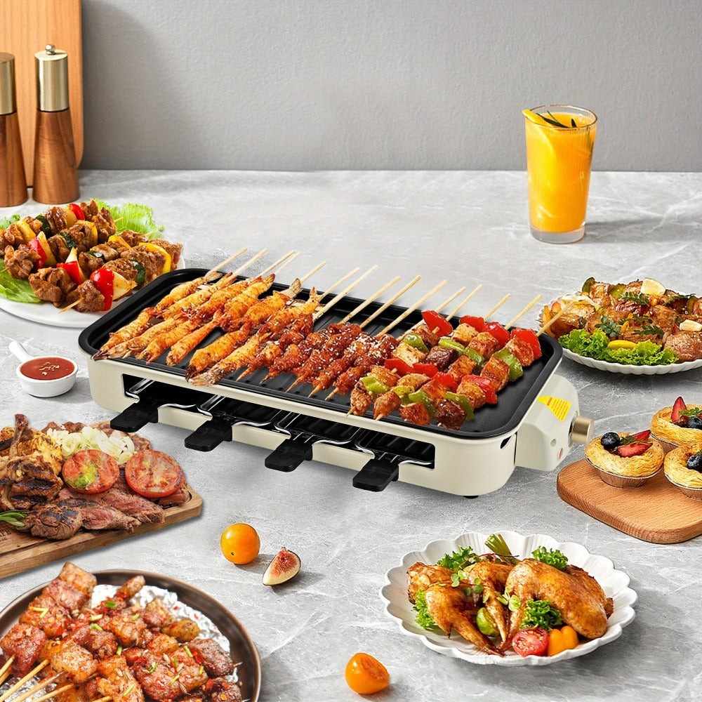 Indoor Electric Smokeless Grill 1500W ¨C Raclette Table Grill with 3 Mini Pans, 16x9¡± Non-Stick Detachable Plate, Dishwasher Safe, Portable for Home Kitchen