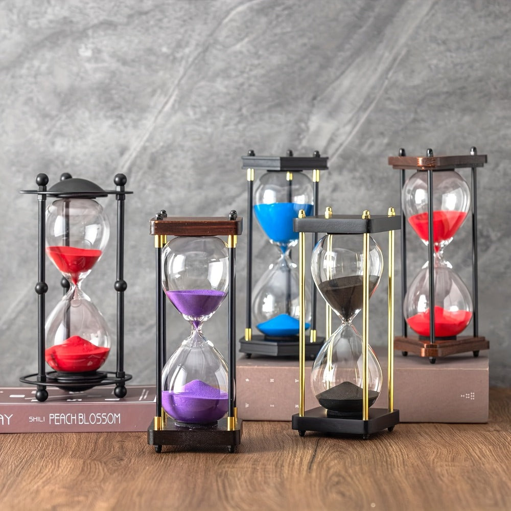Hourglass Timer 60 Minute Wooden Sand Timer Decorative Glass - Vintage Home Decor for Kitchen, Office & Bedroom | Great Gift for Birthday, Christmas, Valentine's Day & Thanksgiving | 11.81x3.74in
