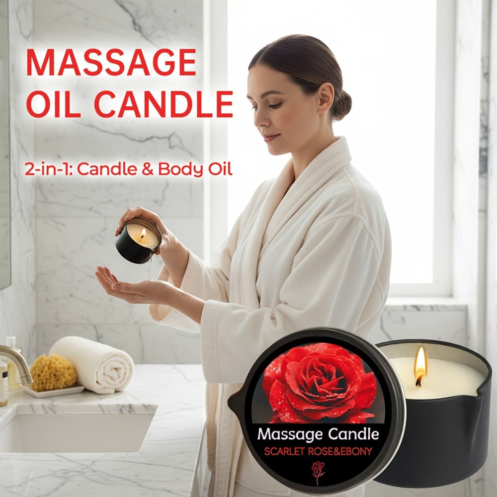Massage Oil Candle 2-in-1 Soy Wax Scented Candle with Essential Oil Warm Moisturizing Body Lotion 20+ Scents Spa Pedicure Nail Salon Wedding Valentine Gift for Women