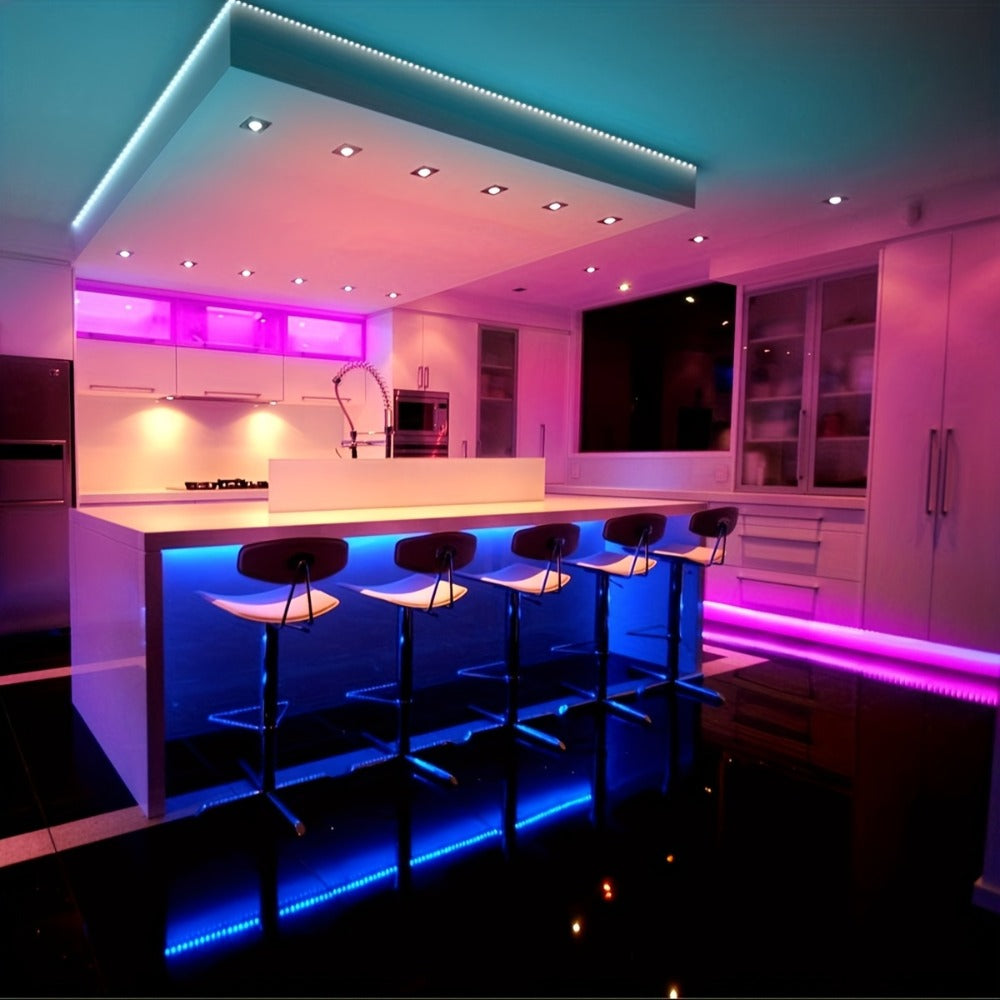 RGB LED Strip Lights 50ft/100ft ¨C Color Changing Tape Light with 44-Key Remote, 20 Colors & 8 Modes, Easy Install, for Bedroom, Living Room, Kitchen, Bar, Wedding & Party Decoration