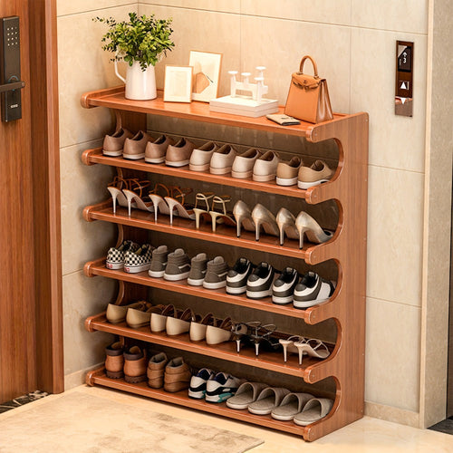 Bamboo Shoe Rack 3/5/6 Layer Freestanding Storage Organizer for Entryway, Dorm & Closet ¨C Space-Saving Multi-Tier Shoe Shelf, Easy Assembly, Brown