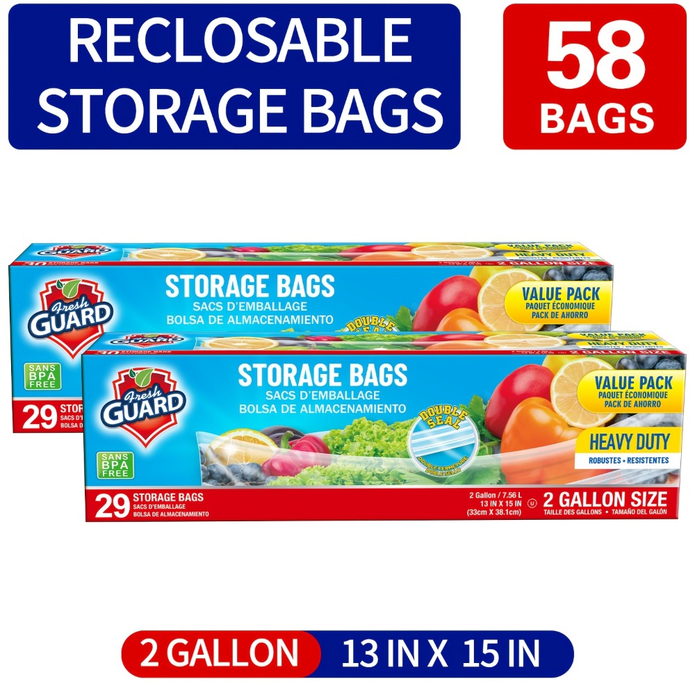 Freezer Storage Bags Resealable ¨C Sturdy Bulk Food Storage Bags with Easy-Open Tabs for Freezer & Refrigerator ¨C 0.25 Gallon, 1 Gallon & 2 Gallon for Fruits, Vegetables, Meats & Meal Prep