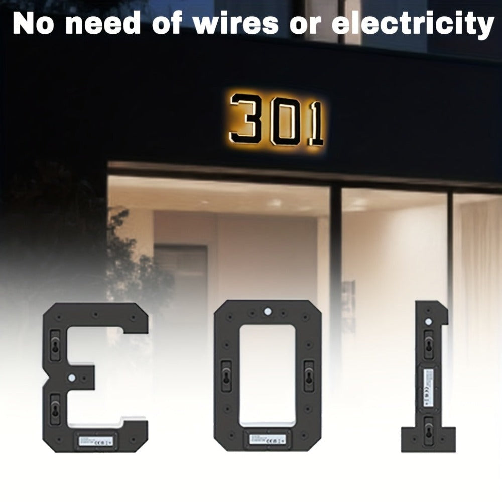 Solar House Numbers 9 Inch Backlit LED Address Sign ¨C Waterproof IP44 Illuminated Number Plaques with Smart Light Sensor for Home Garden Courtyard Modern Decor
