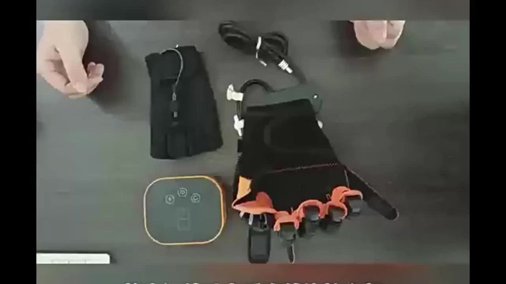 Rehabilitation Robot Gloves for Hand & Finger Training, Air Pressure Finger Exercise Device with LCD Touch Screen, Stroke Recovery & Finger Separation Rehab Glove for Elderly, Left or Right Hand M-XXL
