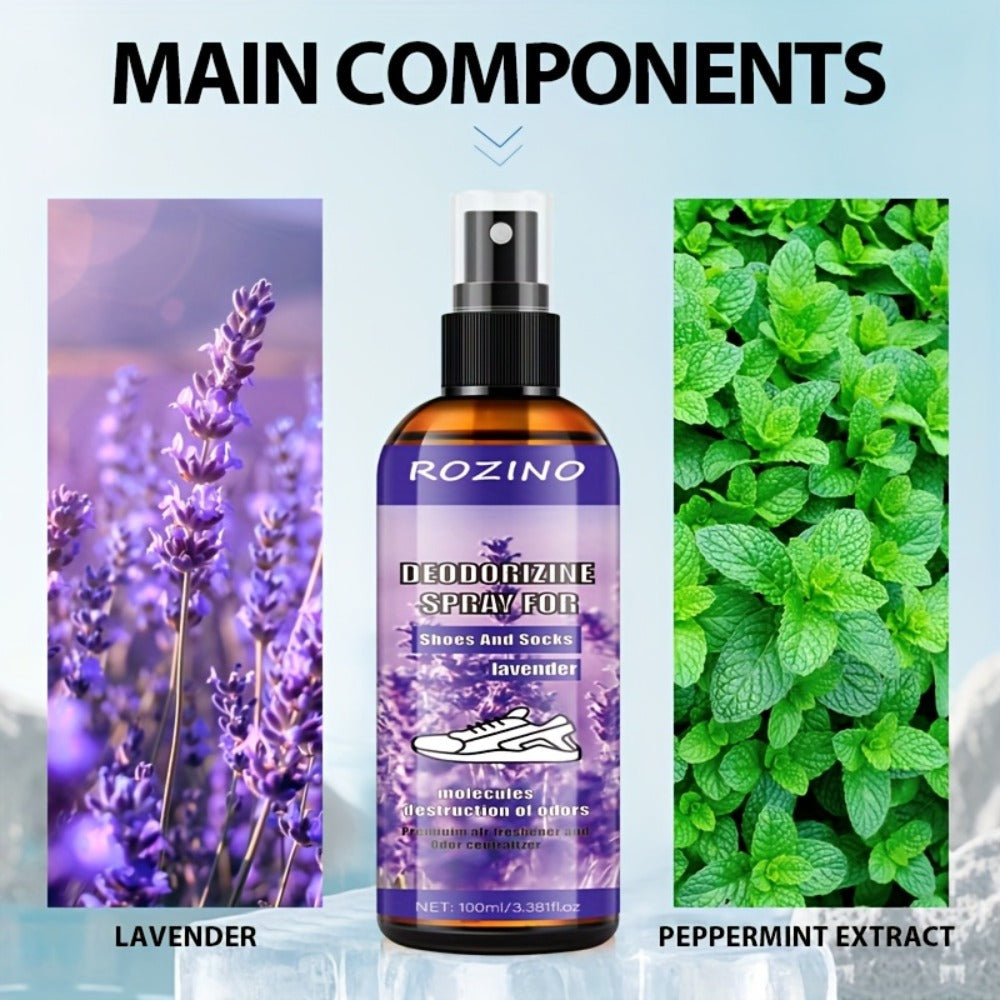 Foot Deodorizer Spray for Feet Socks & Shoes ¨C Lavender Scent, Fast-Drying Odor Control, Glycerin Formula, Allergy-Friendly, 3.38 fl oz, Set of 2