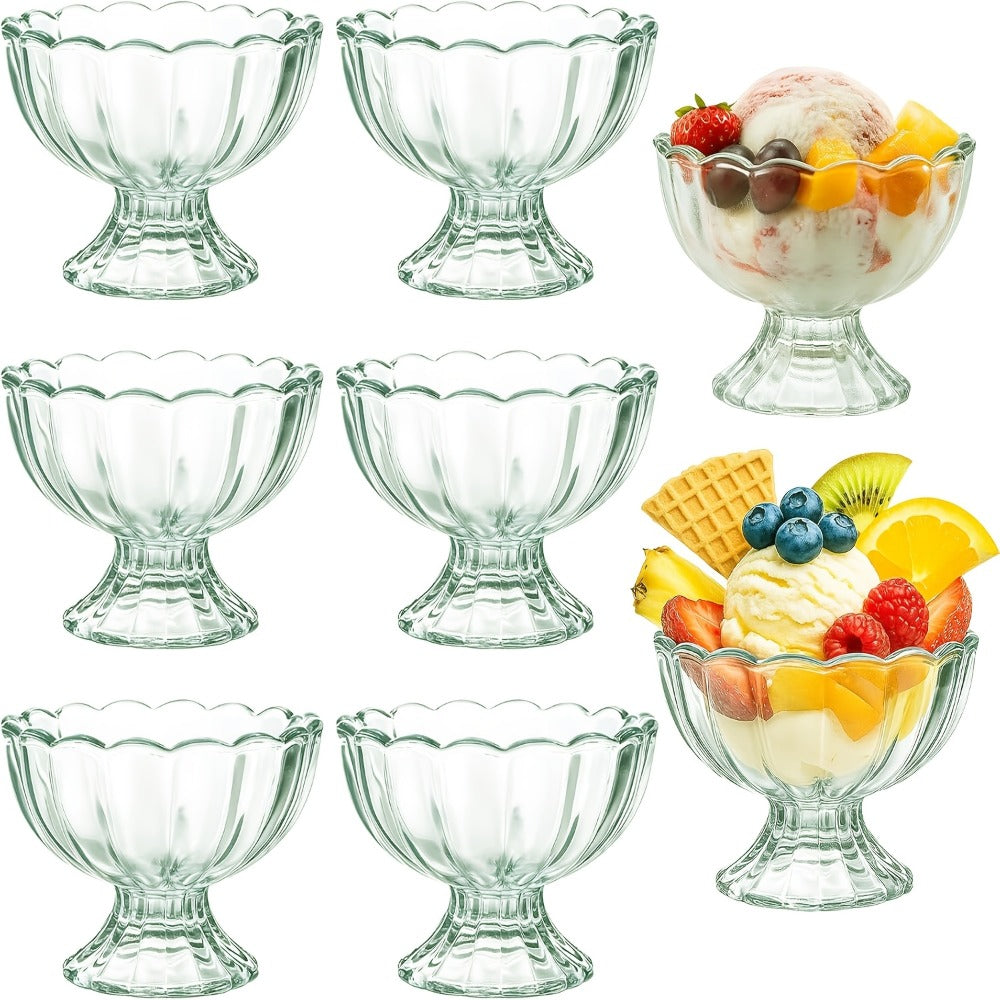 Tulip Shaped Dessert Bowls Set of 12 ¨C 5 Oz Glass Cups for Ice Cream, Sundaes, Fruit & Salads ¨C Dishwasher Safe Snack & Cocktail Bowls ¨C Perfect for Christmas & Holiday Gatherings ¨C Light Green