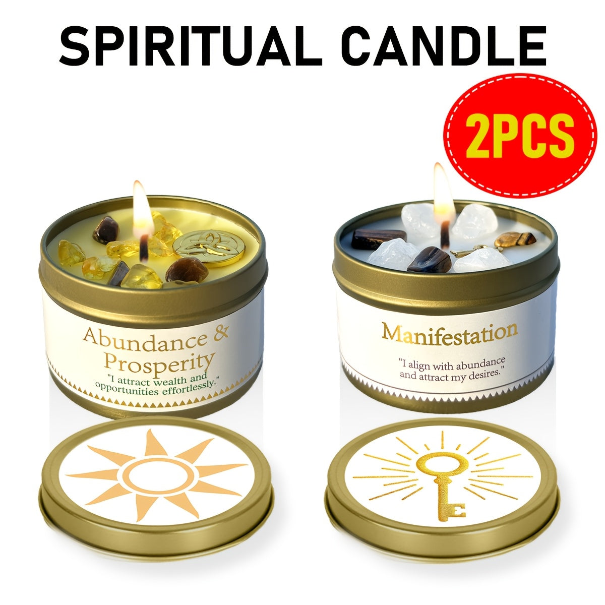 Manifestation Candles Scented Soy Wax with Crystal & Guidance Card for Meditation Yoga Focus | Law of Attraction Abundance Candle | Christmas Birthday Gift for Women