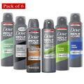 Dove Men+Care Dry Spray Antiperspirant Deodorant Pack of 6 ¨C 150mL Each (5 fl oz), 48H Protection, Alcohol-Free, Assorted Scents, Total 30 fl oz