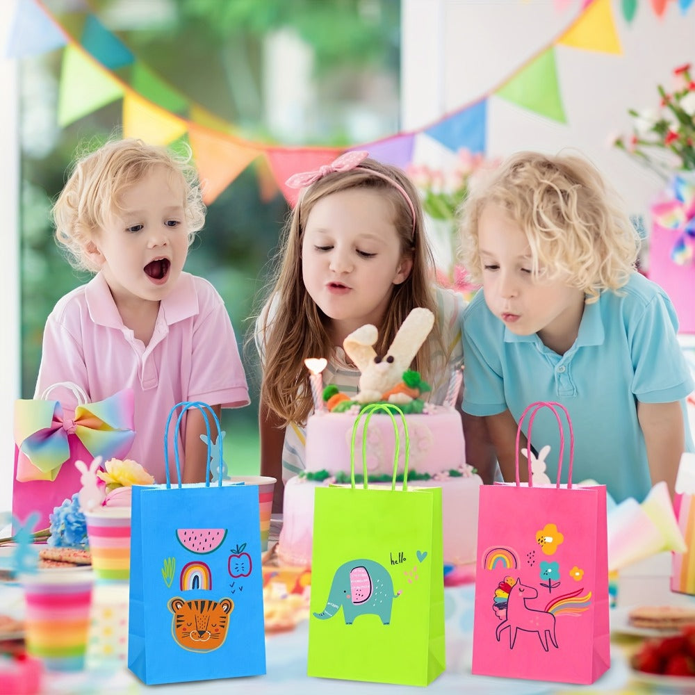 Paper Gift Bags with Handles Bulk 20/40/100pcs ¨C Rainbow Colorful Kraft Party Favor Bags for Kids Birthday, Baby Shower, Wedding, Graduation, School Events & Retail Packaging, 10 Bright Colors