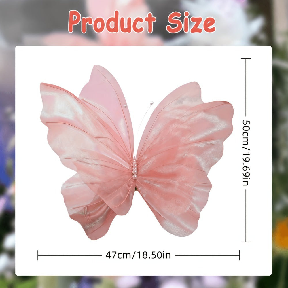 3D Artificial Butterfly Decorations 2pcs ¨C Realistic Featherless Fake Butterflies for Wedding, Home, Garden & Party Decor | No Electricity Required | All-Season Indoor Outdoor Holiday Accent
