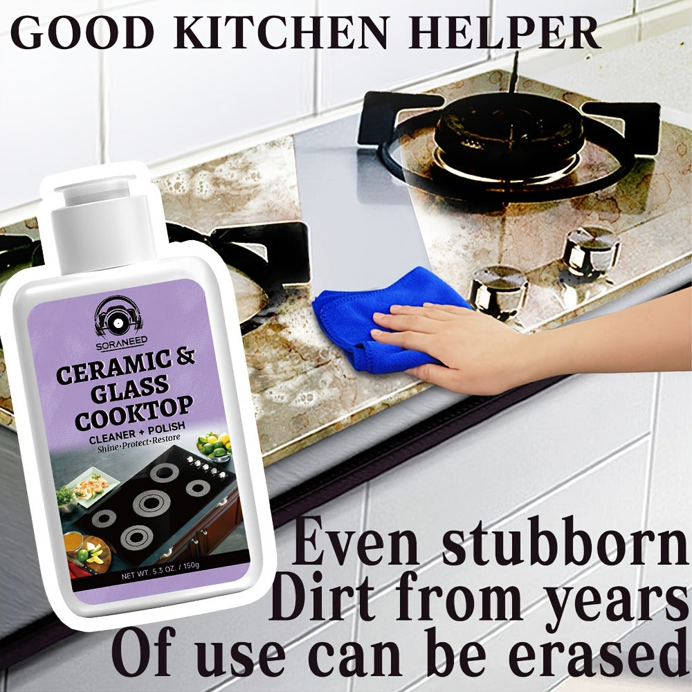 Ceramic Stovetop Cleaner Cream ¨C Heavy Duty Glass Stove Top Cleaning Paste, Removes Burnt-On Grease & Stains, Non-Scratch, Non-Toxic, No Harsh Fumes, Safe for Induction & Electric Cooktops
