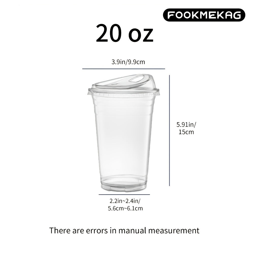 Disposable Clear PET Cups with Lids 50 Sets ¨C Transparent Plastic Cups for Coffee Smoothies Cold Drinks Parties Picnics Travel, 16oz & 20oz