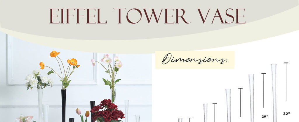 Eiffel Tower Vase Pack of 12 ¨C Tall Glass Flower Vases for Wedding Centerpiece, Event Table Decor, Floral Arrangements & Party Decoration, Clear Black White, 12¡± 16¡± 20¡± 24¡± Sizes