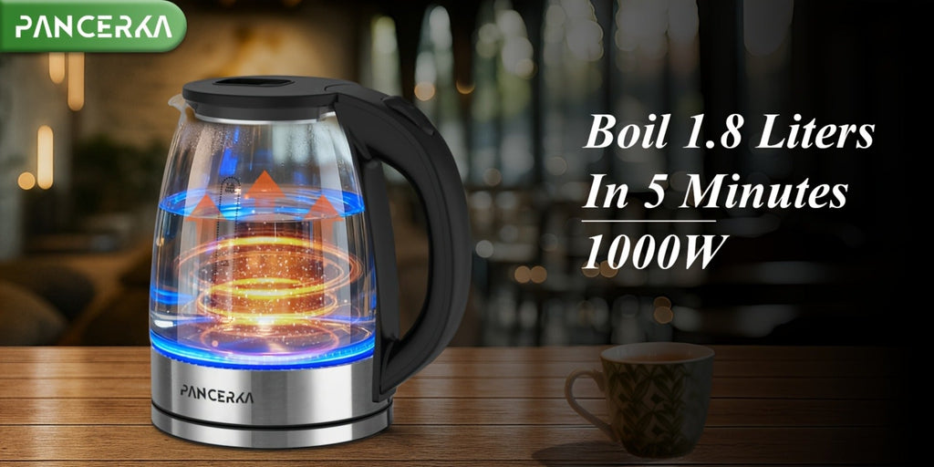 Electric Kettle 1000W BPA Free Auto Shut-Off Stainless Steel Fast Boiling Hot Water Kettle 1.7L Cordless Tea Kettle with Filter Boil-Dry Protection Black