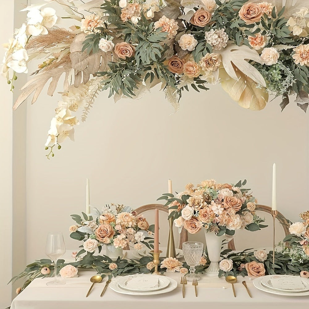 Artificial Flower Combination Box Set with Stems ¨C Champagne Silk Flowers for DIY Wedding Bouquet, Baby Shower, Valentine's Day & Home Decor