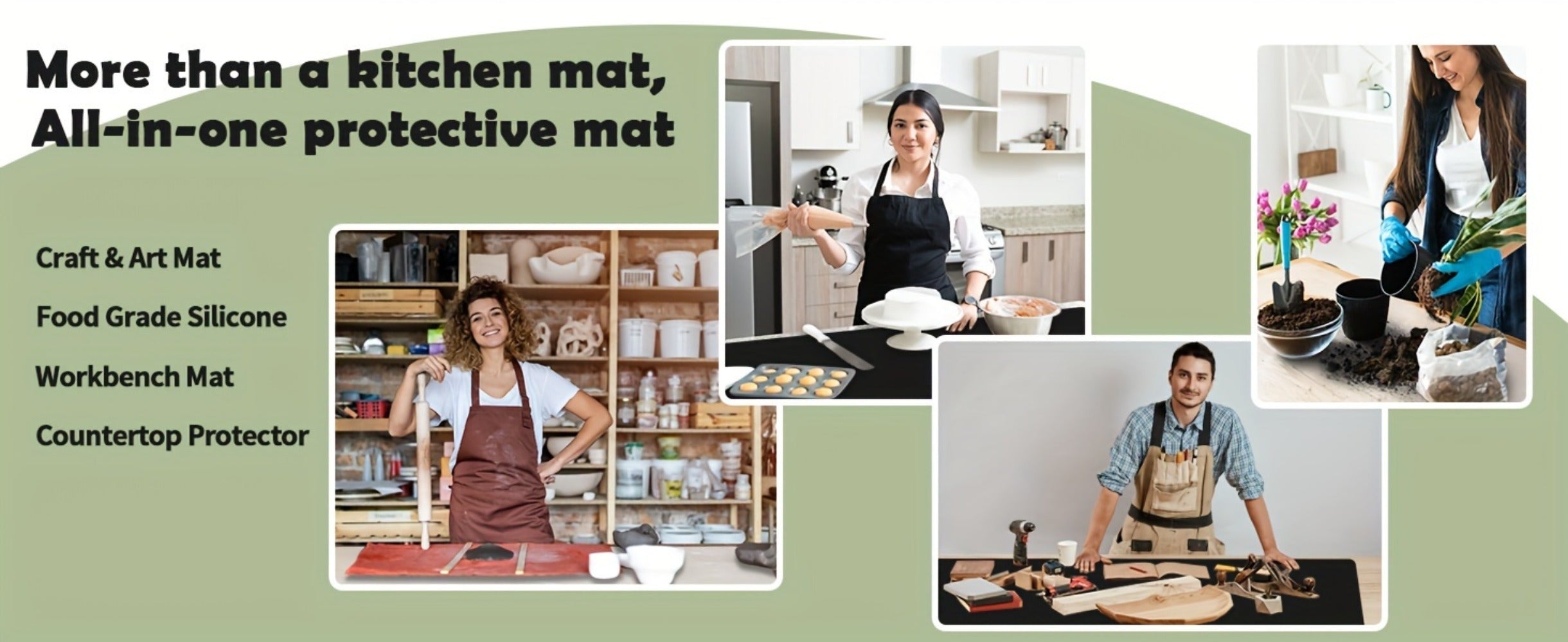 Extra Large Silicone Mat for Kitchen Counter ¨C Nonslip Heat Resistant Countertop Protector, Nonstick Waterproof Craft Mat & Placemat, Multiple Sizes & Colors