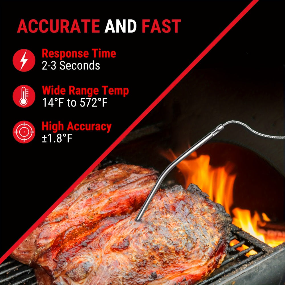 Digital Meat Thermometer with Probe Backlit Display Temp Alert for BBQ Smoker Oven Cooking - 6 Meat Presets 3 Doneness Levels Wide Range 14¡ãF to 572¡ãF Countdown Timer Kitchen Cooking Thermometer