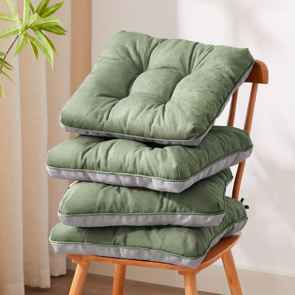 Memory Foam Chair Cushions Set of 4 ¨C Kitchen Chair Pads with Non-Slip Backing & Ties, 500GSM Thick Seat Cushions for Dining Chairs Indoor