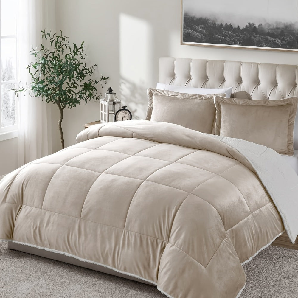 Sherpa Fleece Comforter Set Extra Thick Plush Microfiber Reversible Soft Warm Luxury Bed Blanket Twin XL Full Queen King 10 Colors Lightweight Cozy Bedding
