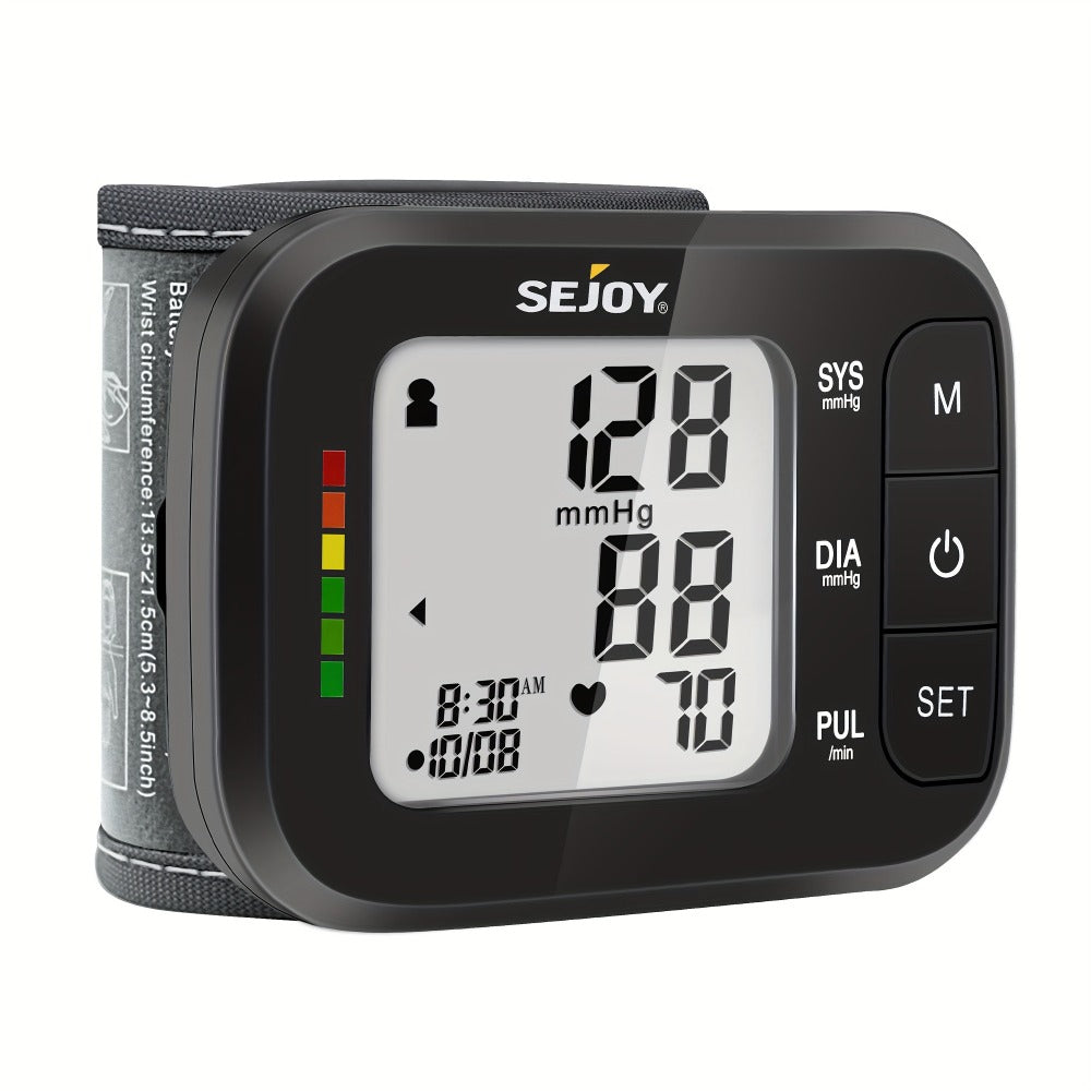 Wrist Blood Pressure Monitor - Sejoy Automatic Digital BP Machine with Large LCD Display, Wrist Strap & Batteries Included, Portable & Accurate for Home Use & Travel (Blue / White / Black / Purple)